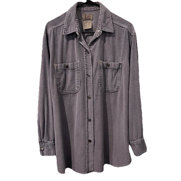 At Last & Co Other - Vintage At Last & Co. Corduroy Shacket Adult L Gray Blue Button Up Long Sleeve